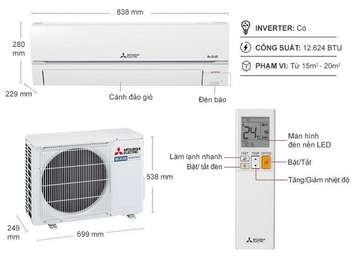 Máy lạnh Mitsubishi Electric Inverter 1.5 HP MSY-GR35VF
