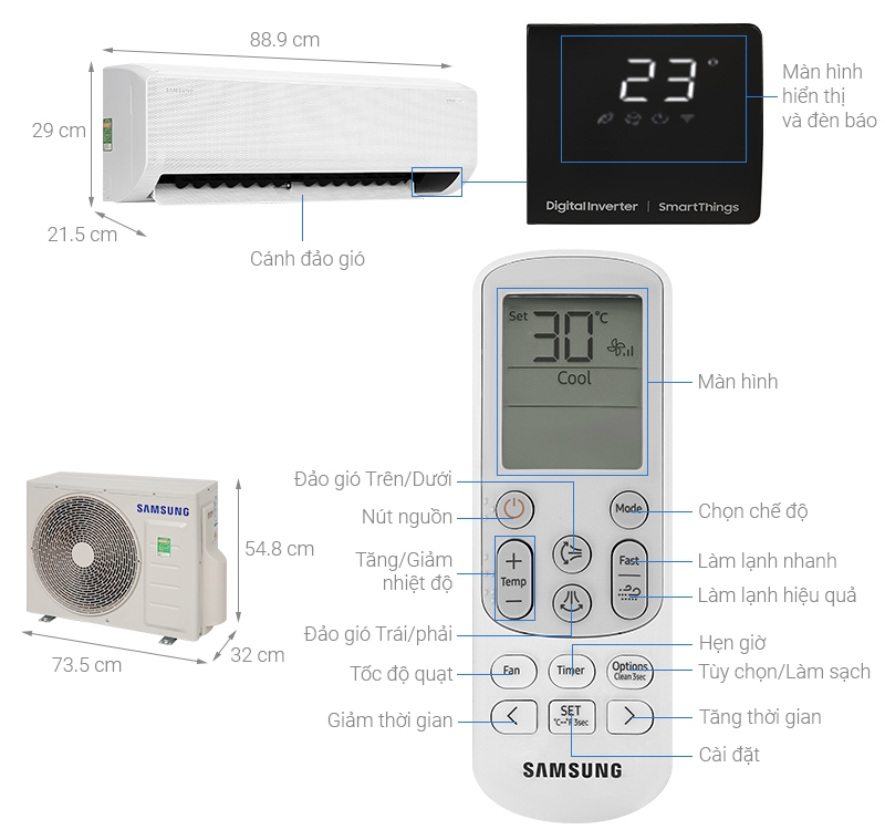 Máy lạnh Samsung Inverter 2 HP AR18CYFCAWKNSV