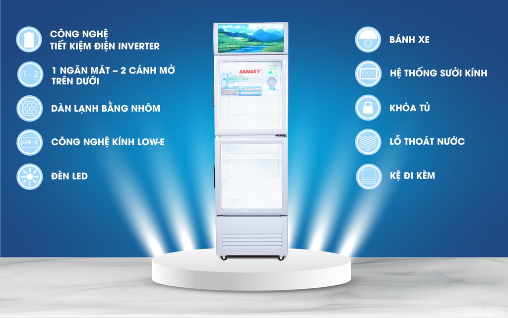 TỦ MÁT SANAKY 2 CÁNH INVERTER W-E 170L VH218W3L