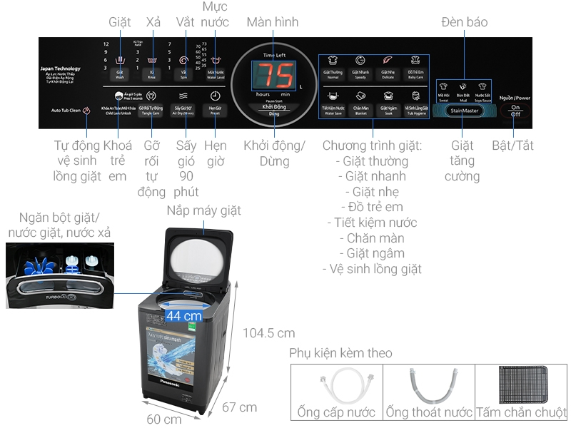 Máy giặt Panasonic Inverter 11.5 Kg NA-FD11AR1BV