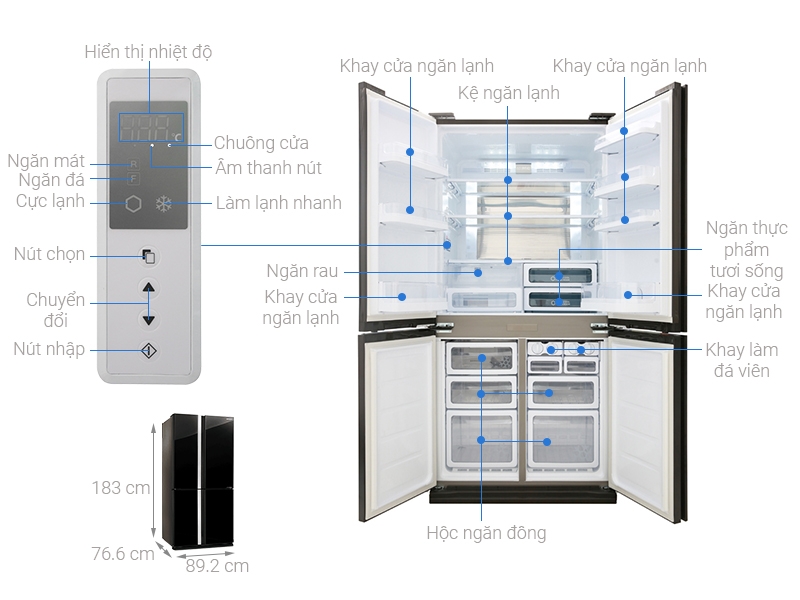 Tủ lạnh Sharp Inverter 678 lít SJ-FX688VG-BK