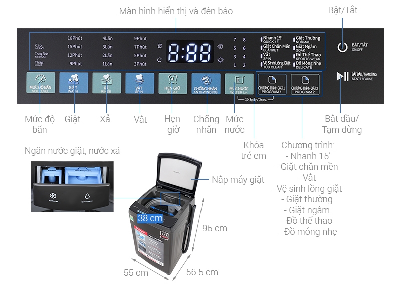 Máy giặt Sharp Inverter 11 kg ES-TM110CD-DS