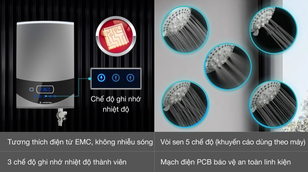 Máy tắm nước nóng trực tiếp Ariston ST45PE-VN  ( Có bơm trợ lực - 4500W )