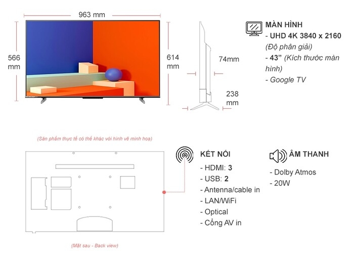 Google Tivi Led Hisense 4K 43 inch 43A6500K