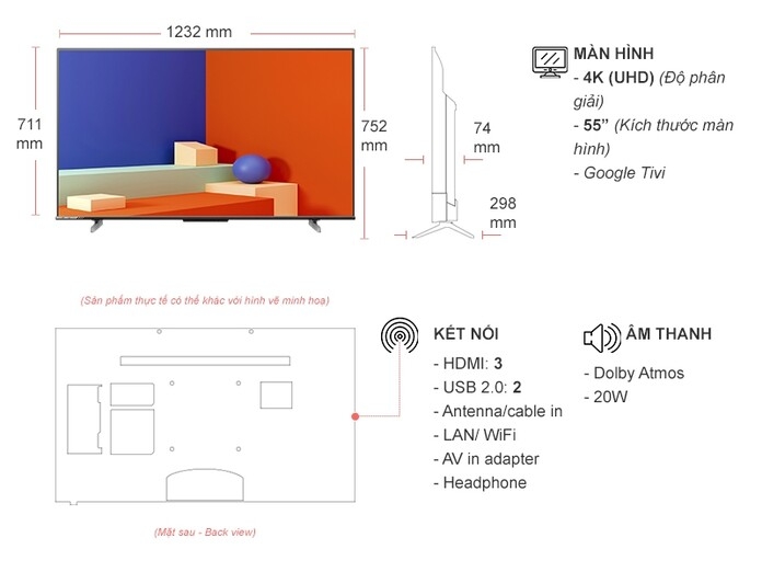 Google Tivi Led Hisense 4K 55 inch 55A6500K