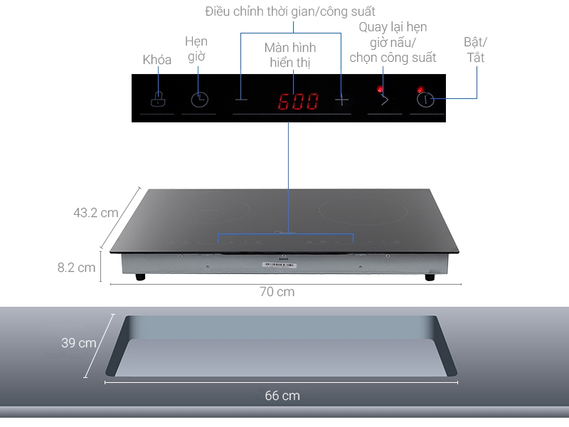 Bếp từ hồng ngoại lắp âm Midea MC-IHD361