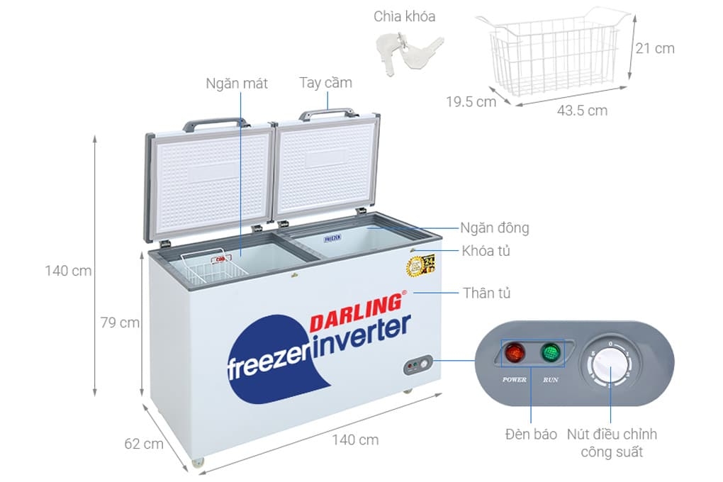 Tủ đông mát Darling Inverter 450 lít DMF-4999WI2