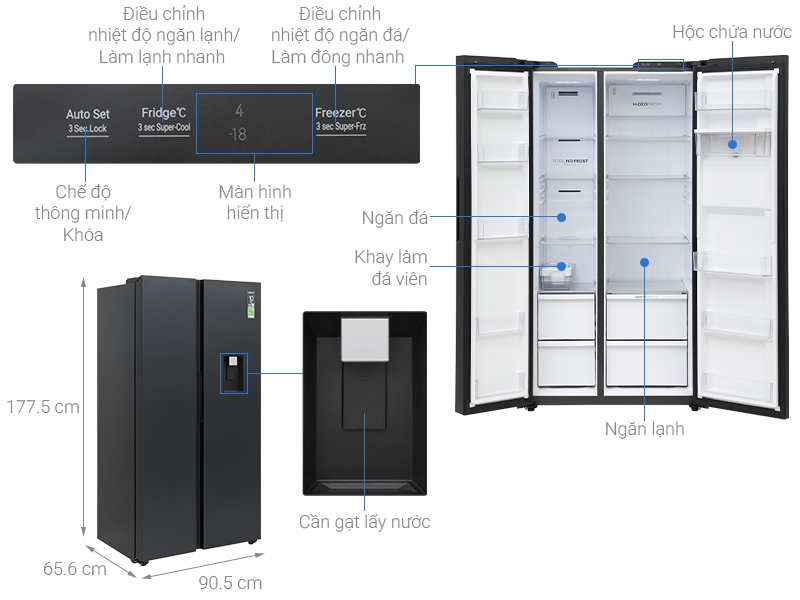 Tủ Lạnh Aqua Inverter 569 Lít AQR-S633XA(SL)