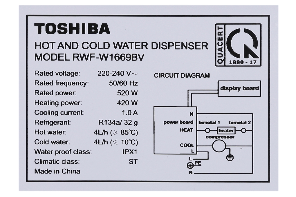 Máy nước nóng lạnh Toshiba RWF-W1669BV(W1)