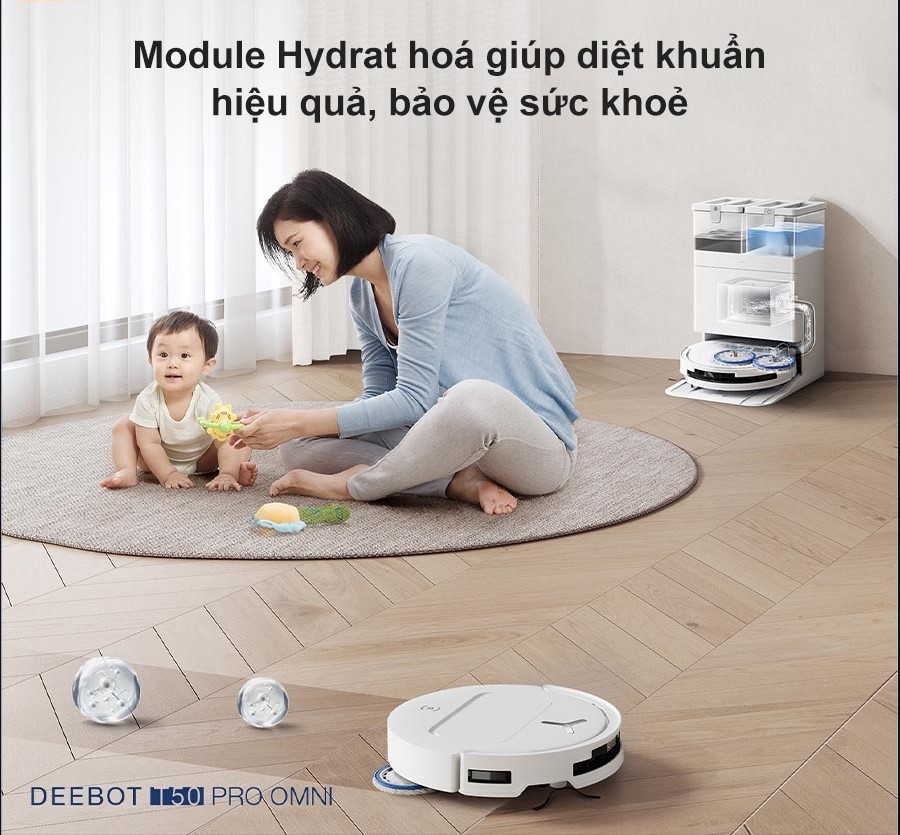 Robot hút bụi lau nhà Ecovacs T50 Pro Omni – Trắng/Đen 2025
