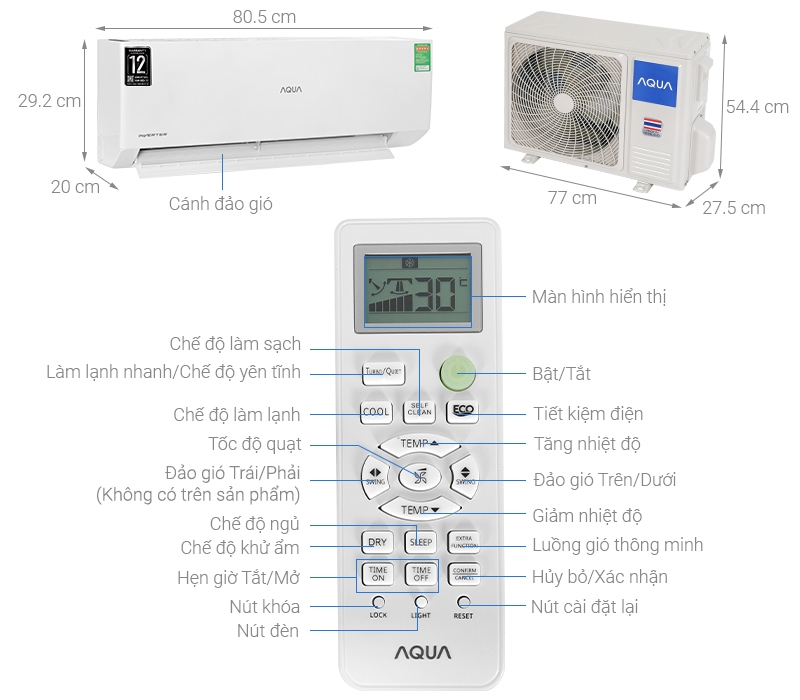 Máy lạnh Aqua Inverter 1.5 HP AQA-RV13QA2 (2024)