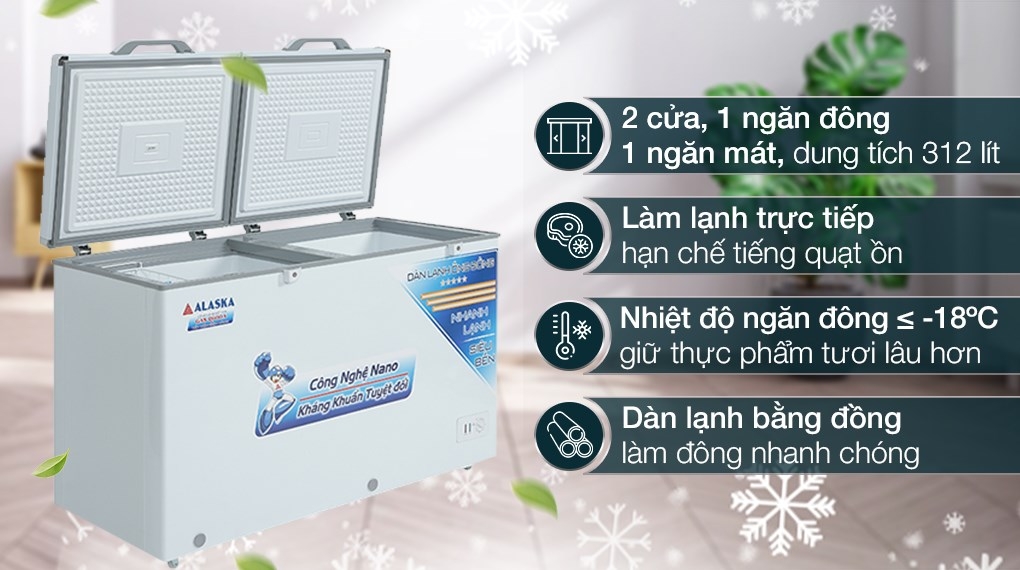 Tủ đông - mát Alaska (312 Lít) BCD-5068C