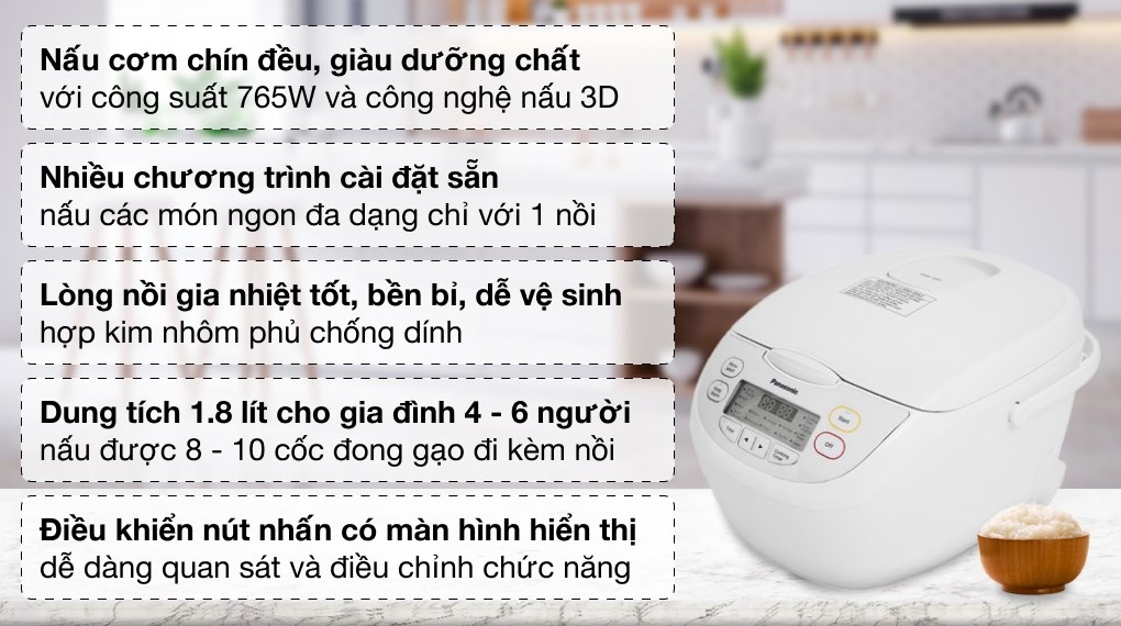 Nồi cơm điện tử Panasonic SR-CL188WRA (1.8 lít)