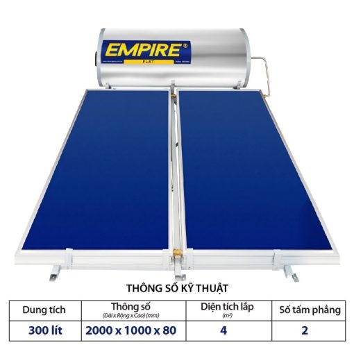 Máy nước nóng năng lượng mặt trời tấm phẳng Empire Flat 300 lít