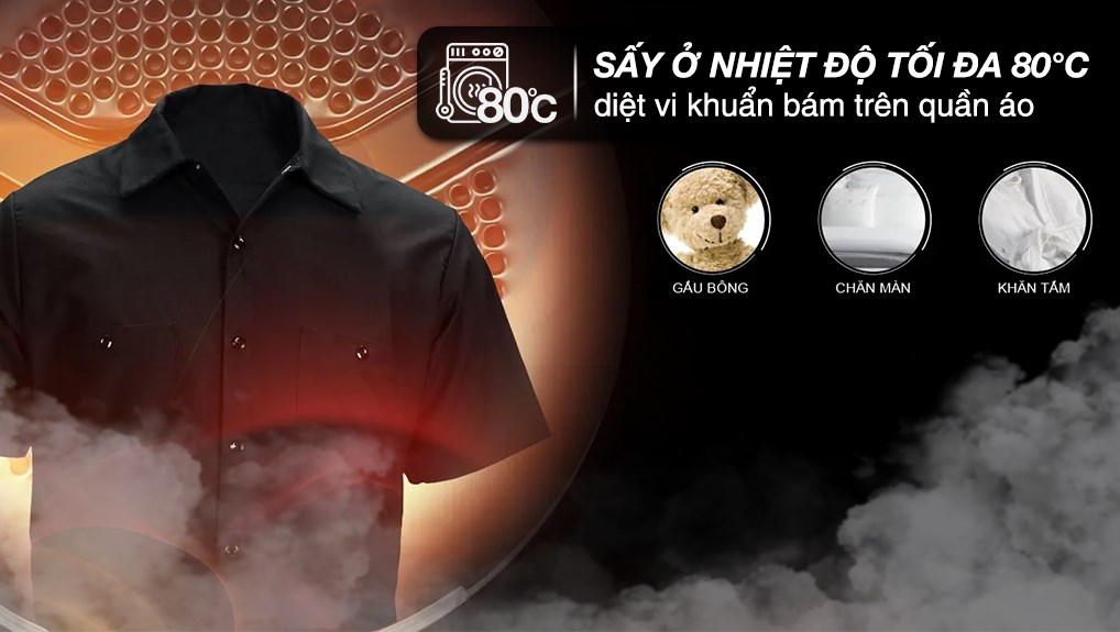 Máy sấy quần áo Aqua 8 kg AQH-V800H SS (Sấy thông hơi)