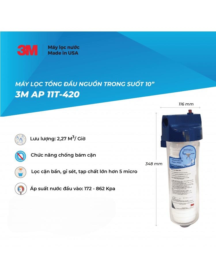 Máy lọc tổng đầu nguồn trong suốt 3M AP11T-420
