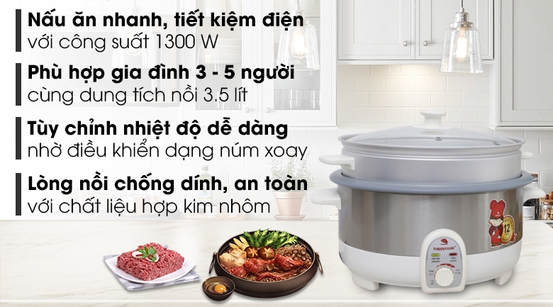 Nồi lẩu điện Happycook HCHP-350ST (3.5 lít)