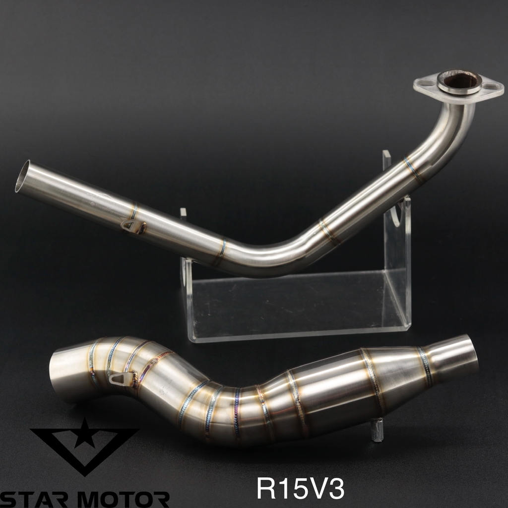 Combo Cổ pô R15V3 kèm cổ bầu hơi Inox 304