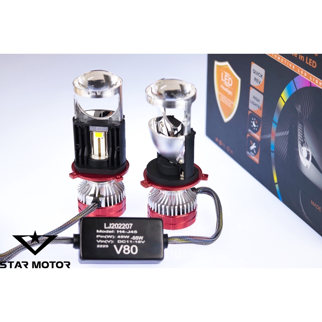 [Mã LIFE25PB100K giảm 10% đơn 300K] Bi cầu LED Mini - Bóng đèn pha LED bi cầu V80 gắn xe máy - ô tô chân H4