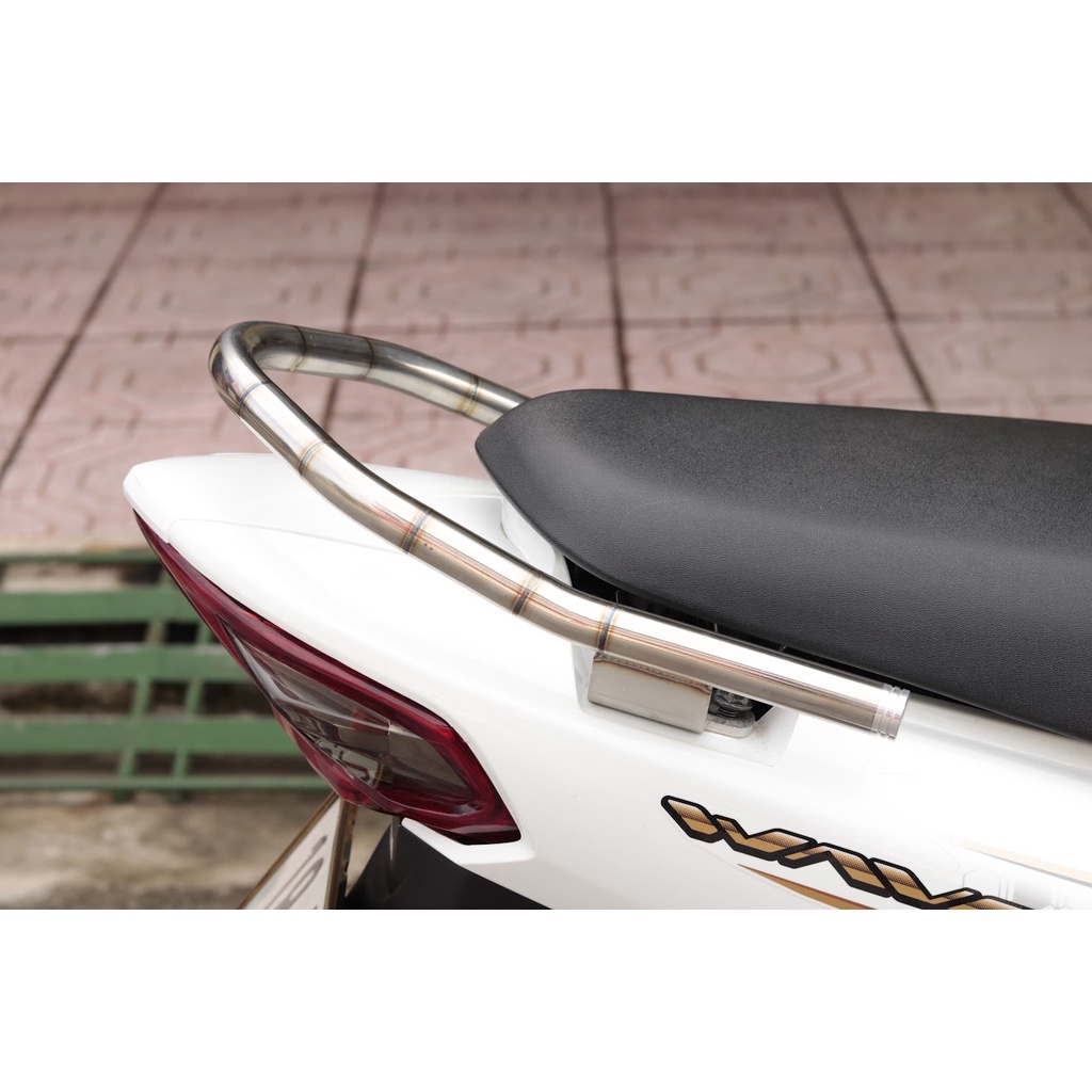 [Loại vểnh] Tay xách ( cảng sau ) Inox 304 Wave 100, Wave 110, Wave 50cc - Đầu chụp nhôm CNC