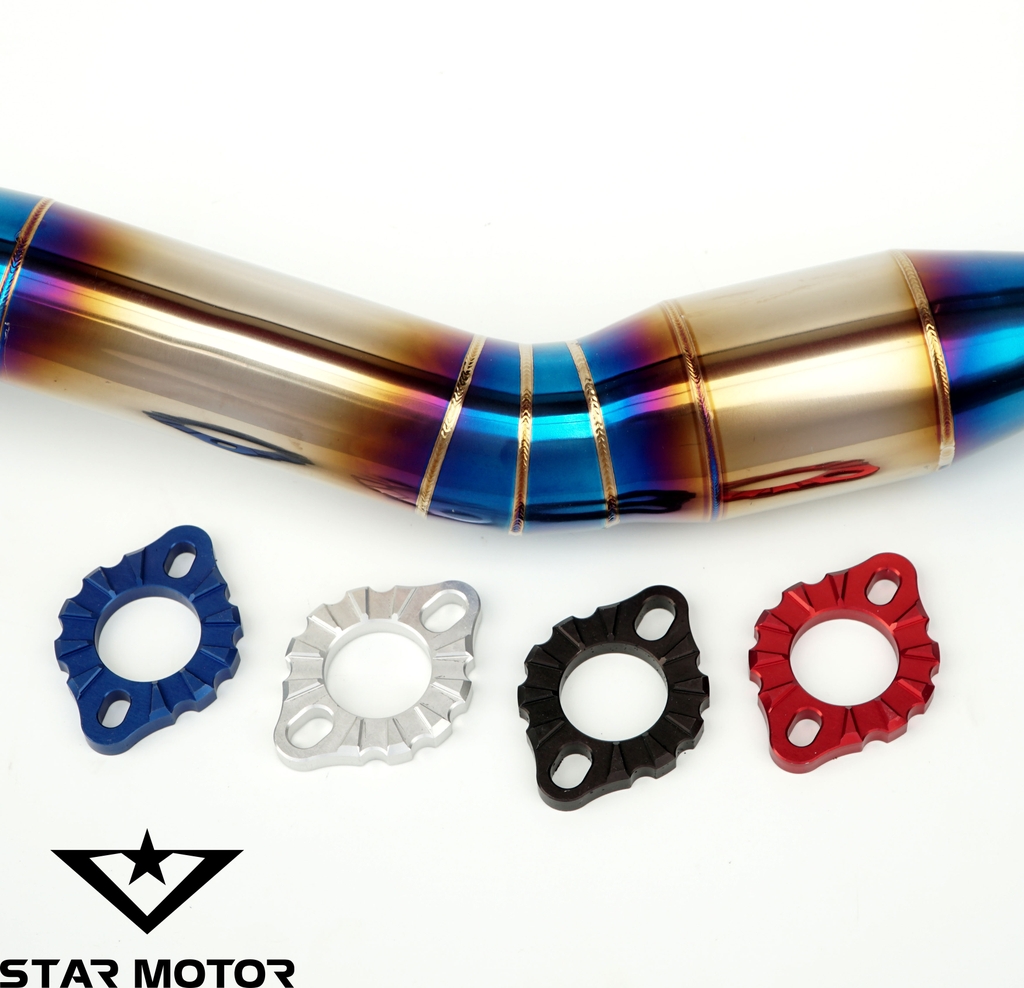 Cổ Pô Exciter 155 | Cổ pô Titan bầu hơi tổ ong 2 khúc Ex155 tặng kèm khâu nối Inox CNC + tai pát nhôm