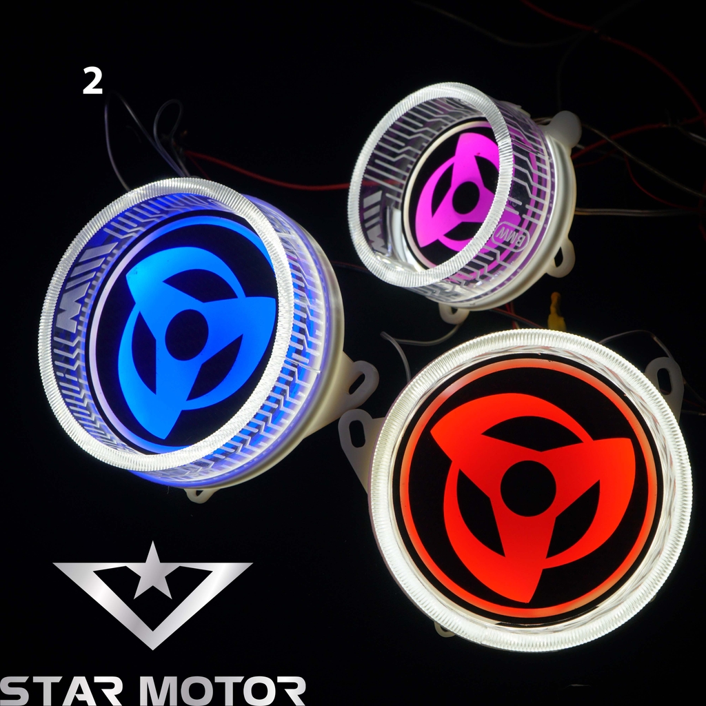 Đèn Led xoay Sharingan gắn trang trí đèn pha xe máy kích thước 8cm