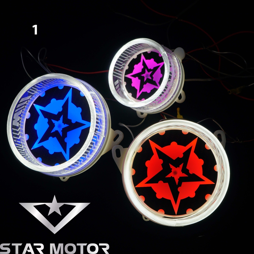 Đèn Led xoay Sharingan gắn trang trí đèn pha xe máy kích thước 8cm