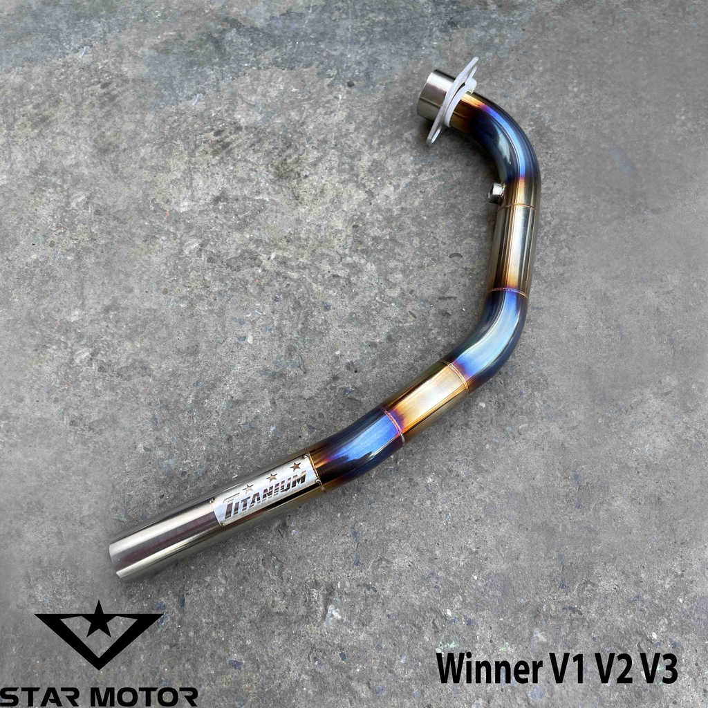 Cổ pô gắn pô zin Wave, Sirius, Exciter, Winner chất liệu inox 304 khò màu Titan