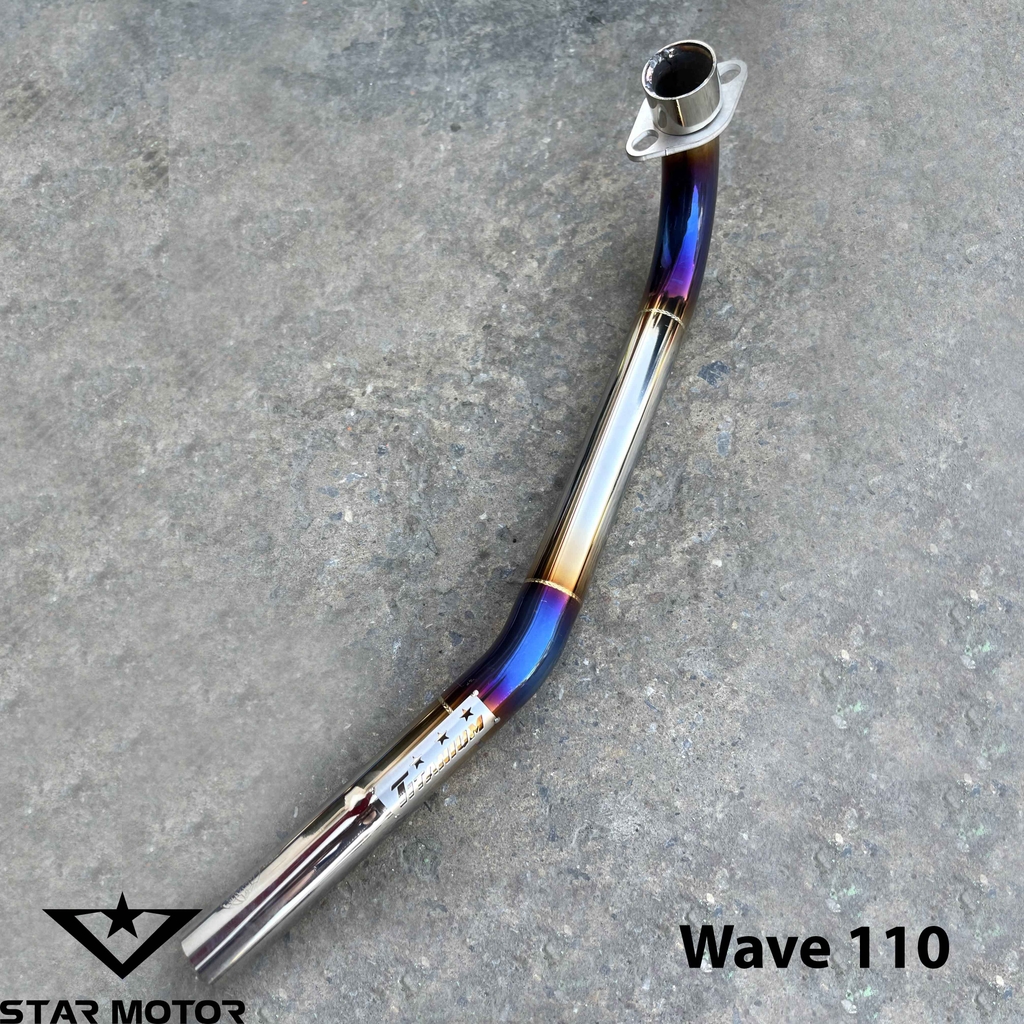 Cổ pô gắn pô zin Wave, Sirius, Exciter, Winner chất liệu inox 304 khò màu Titan