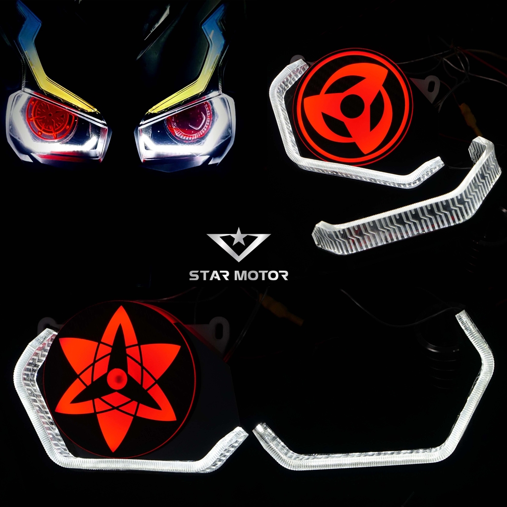 LED 3D gắn sẵn mặt xoay Sharingan sử dụng bi cầu gắn demi dành cho AB, SH, EX, WINNER X, Vario