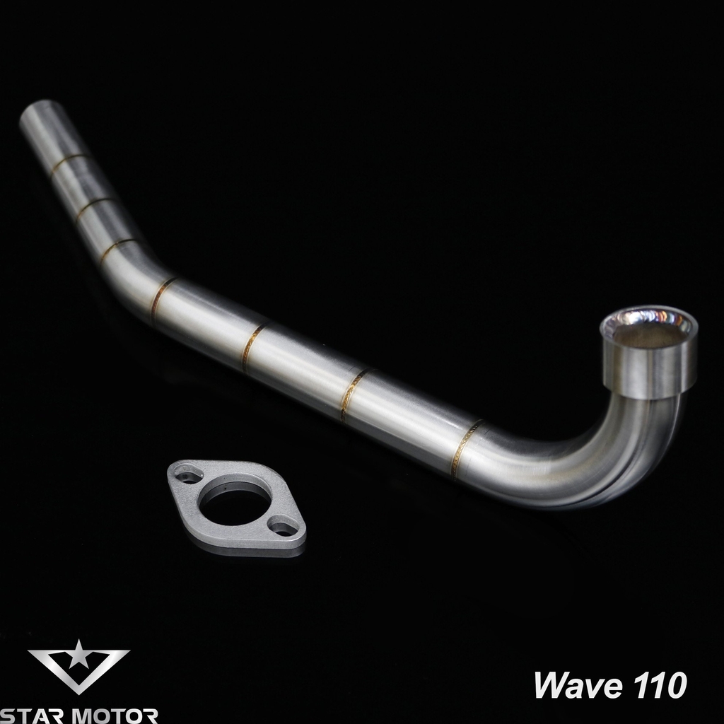 Cổ pô Wave, Sirius, Dream inox 304 size 27mm mối hàn mũi tên