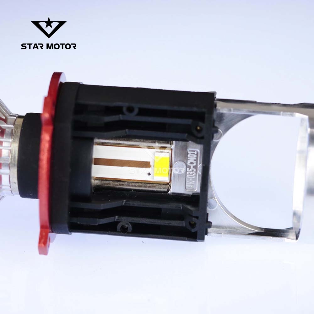 Pha LED bi cầu V80 chân H4 có quạt tản nhiệt gắn ô tô- xe máy