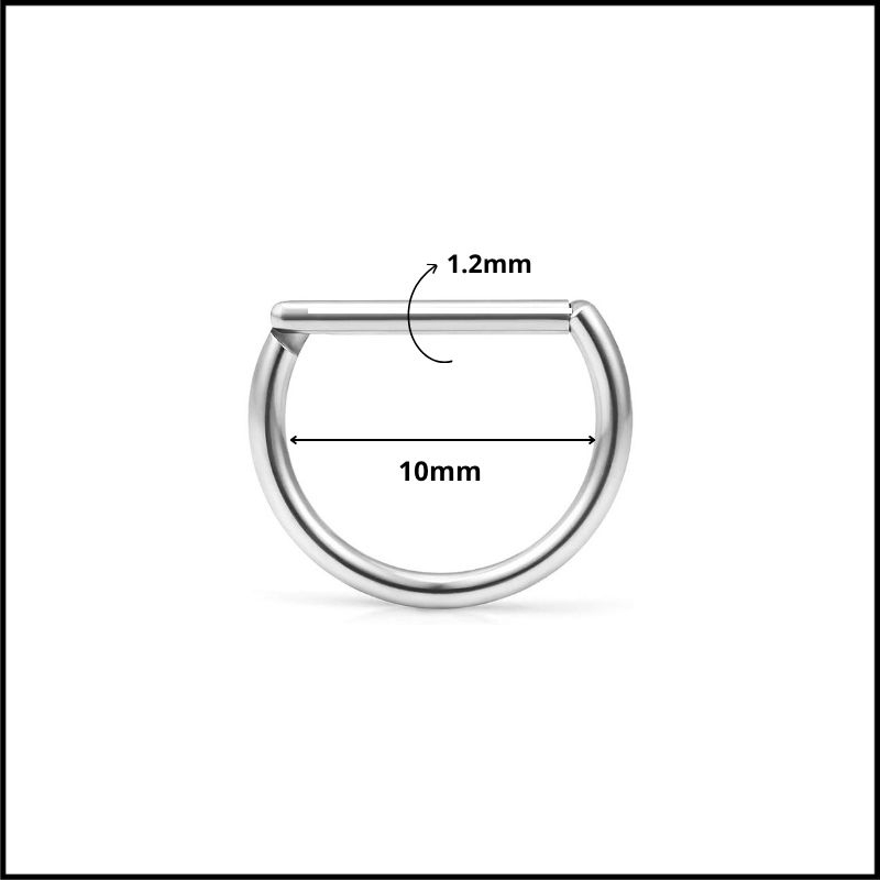 Khuyên tai hình chữ D giả vòng - 2 size - Titanium F136
