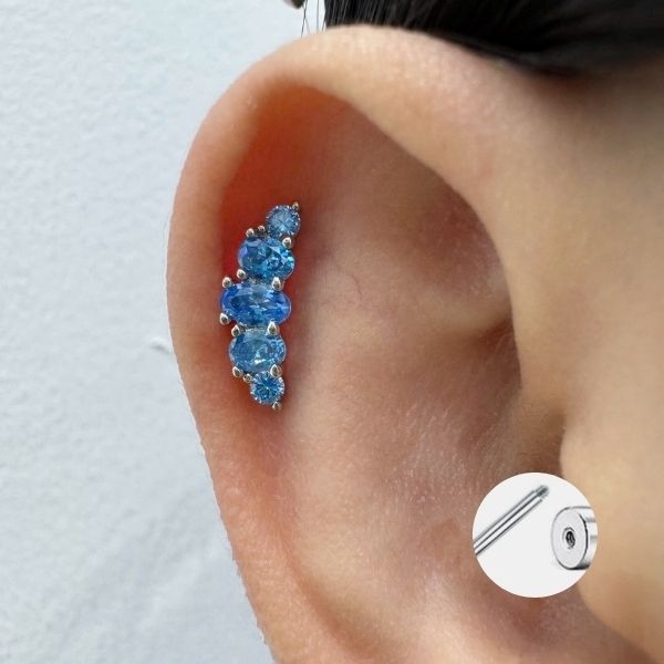 Khuyên tai Blue Croissant / Hợp kim