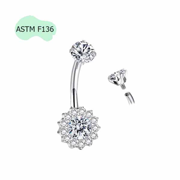 Khuyên rốn mặt trời - Titanium - 2 màu
