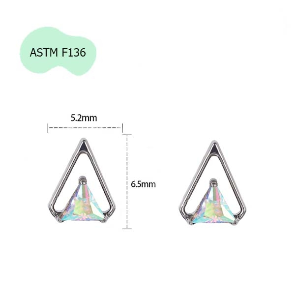 Bông tai Titanium F136 Triangle 2 màu - 1.2*8mm