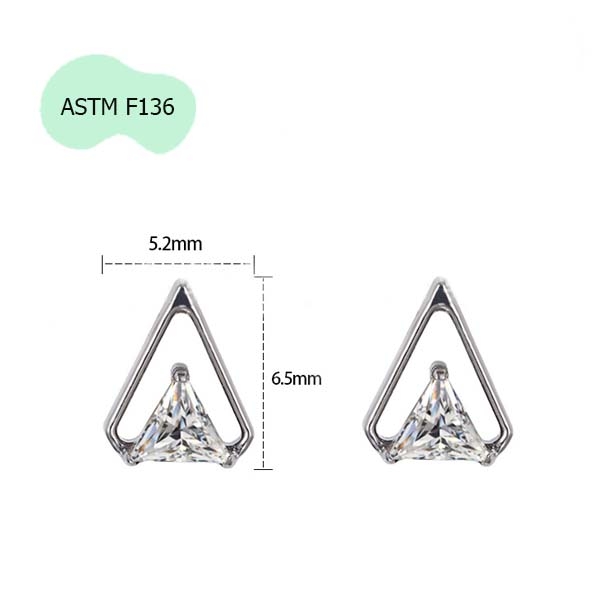 Bông tai Titanium F136 Triangle 2 màu - 1.2*8mm