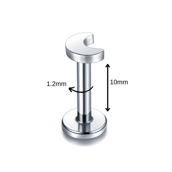 Bông tai hình mặt trăng màu bạc - 2 size - Thép 316L