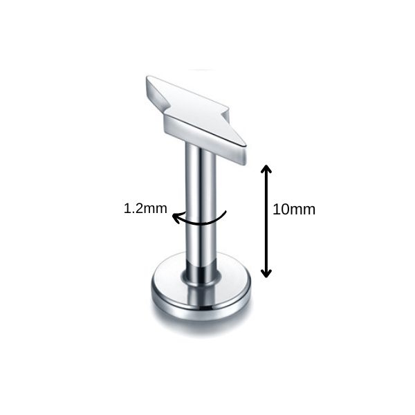Bông tai sấm sét thép không gỉ 316L, màu bạc - 2 size