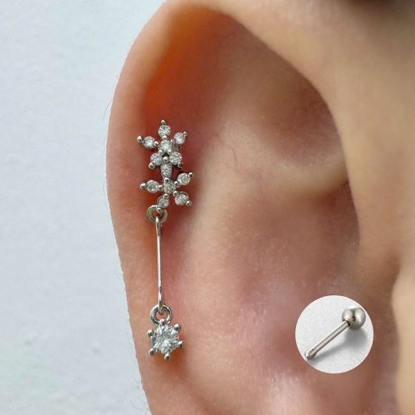 Bông tai thả rơi 5 cánh 0.8*6*3mm / Hợp kim