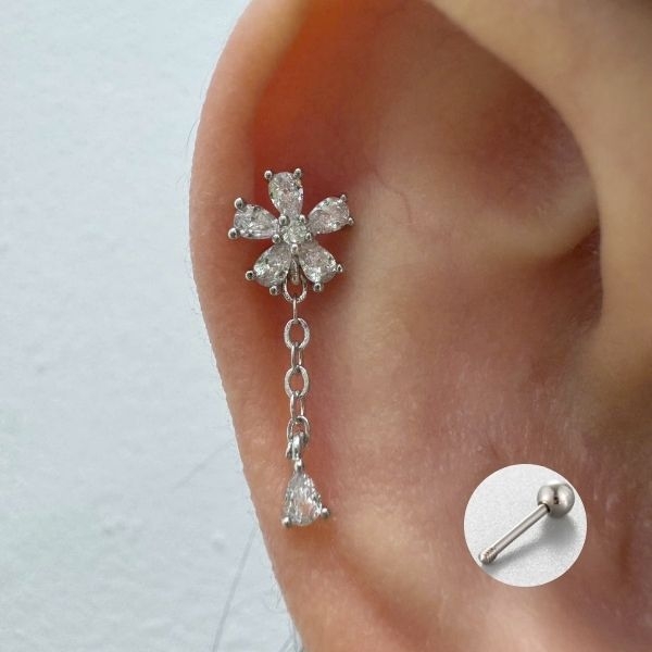 Hoa tai thả rơi hợp nhiều vị trí 0.8*6*3mm