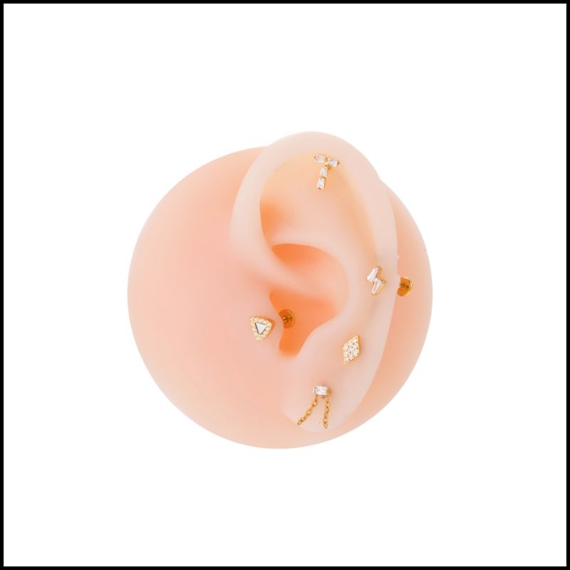 Titanium / Bông tai tòn ten - vàng - 1.2*8mm