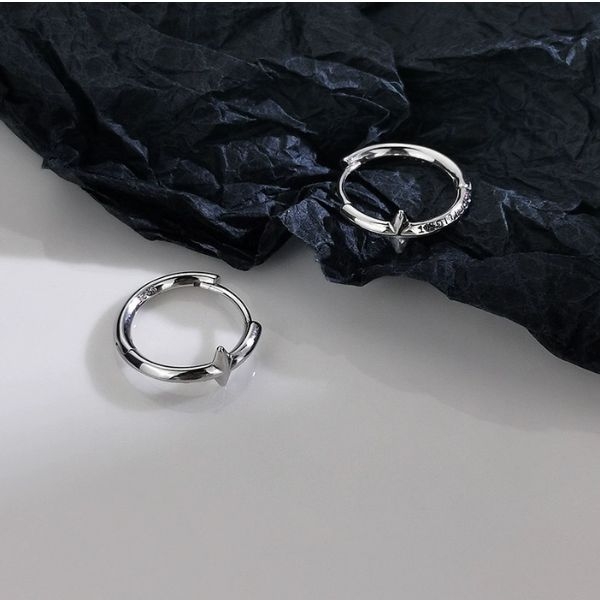 Khuyên tai tròn hình ngôi sao 10mm - Chất liệu bạc 925