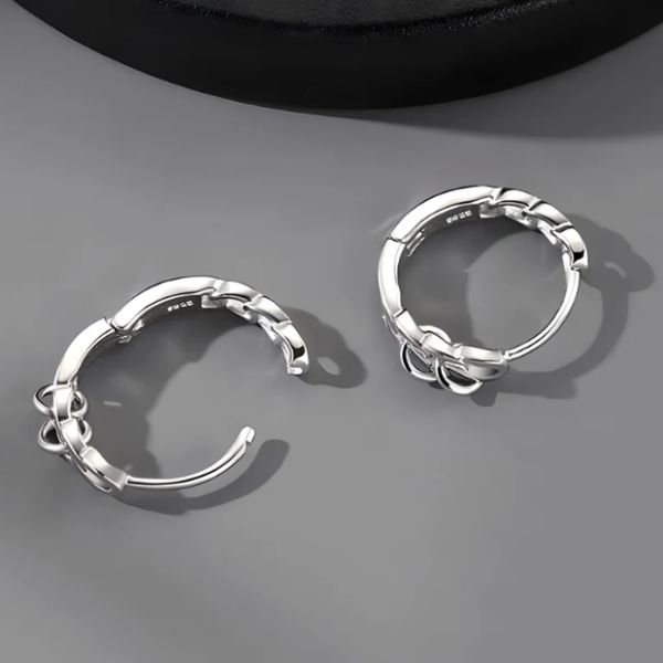 Bông tai tròn xích rỗng 12mm - Chất liệu hợp kim