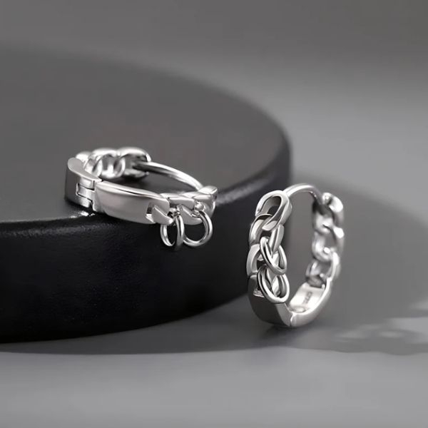 Bông tai tròn xích rỗng 12mm - Chất liệu hợp kim