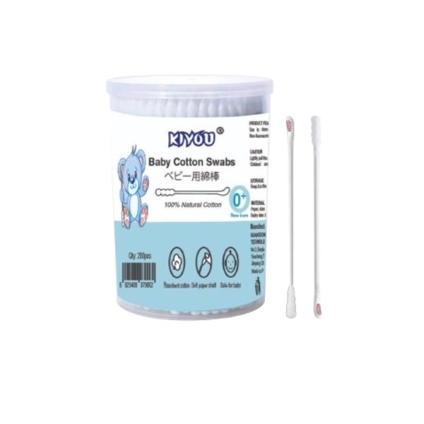 Bông tăm em bé 200 que - KIYOU - Dễ dàng vệ sinh lỗ xỏ