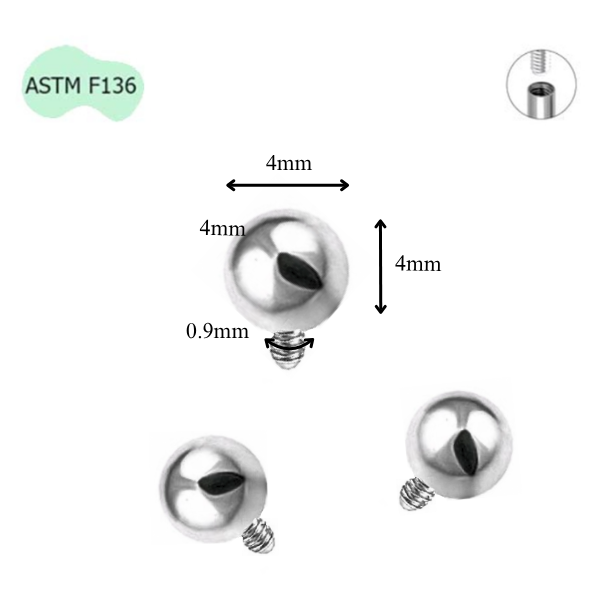 Chốt bi titan ren trong dự phòng - 3 size