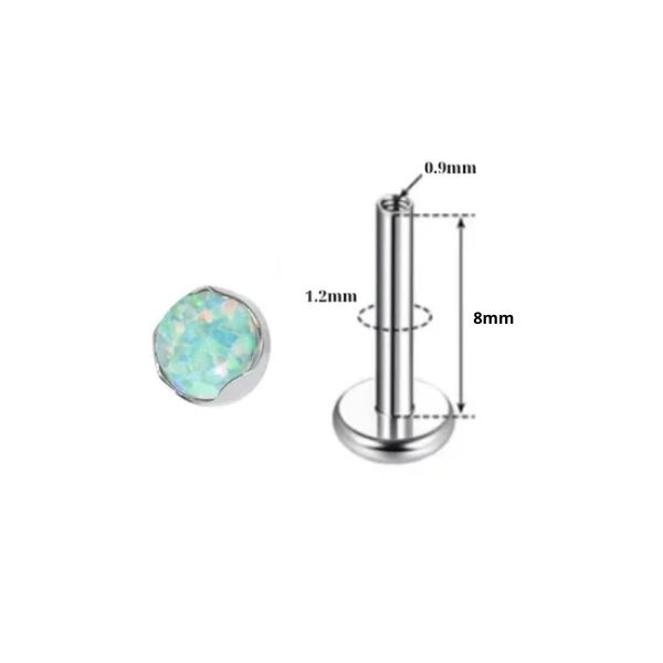 Khuyên tai đá Opal màu mới - Titanium F136 - 1.2*8mm