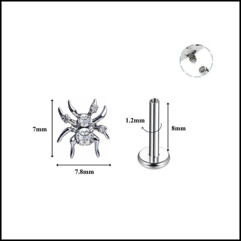 Titanium / Khuyên tai con nhện đá - 2 màu - 1.2*8mm