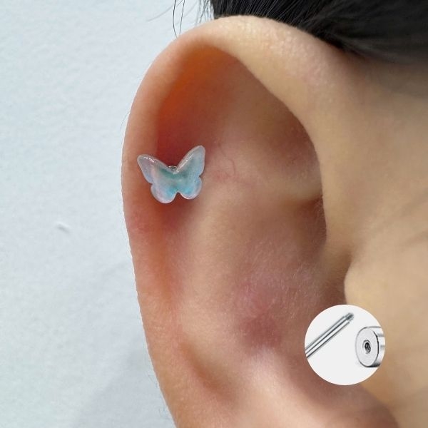 Khuyên bướm pha lê / Hợp kim - 2 màu